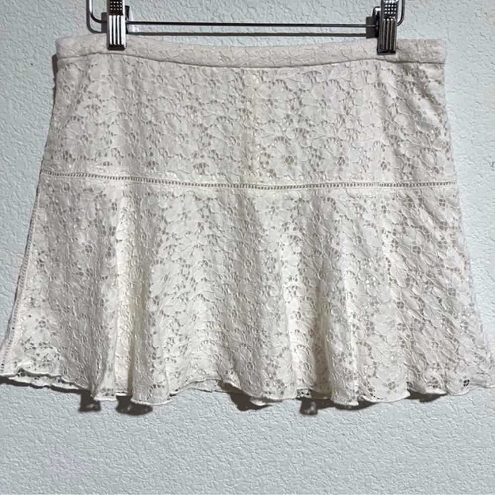 Sunday Best Ivory Lace Flared Lined Mini Skirt 6
